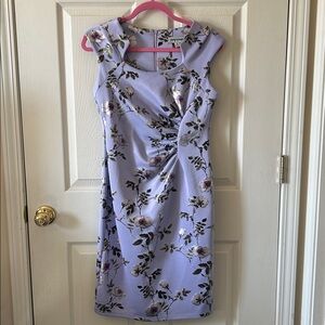 Shelby & Palmer Womens Floral Lavender Sleeveless Cinched Side‎ Waist Dress Sz 8